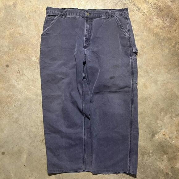 Vintage 90s Carhartt Grey Faded Baggy Loose Fit Jeans 38x28 - Picture 1 of 5